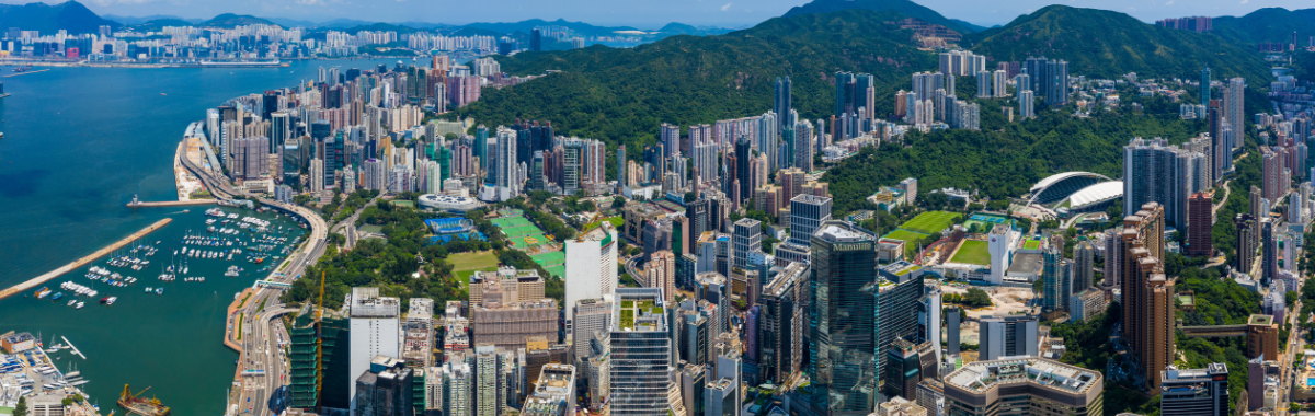 aerial shot of Hong Kong