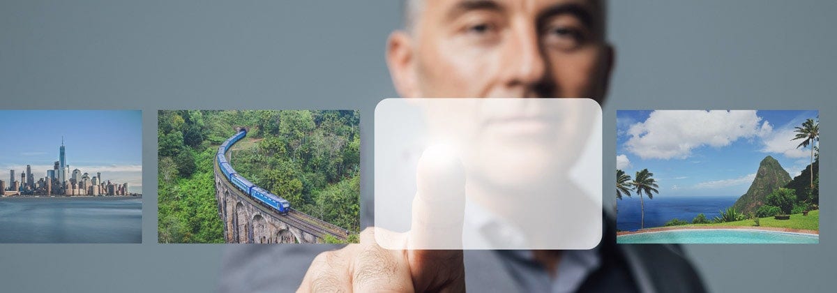 man choosing the best vacation