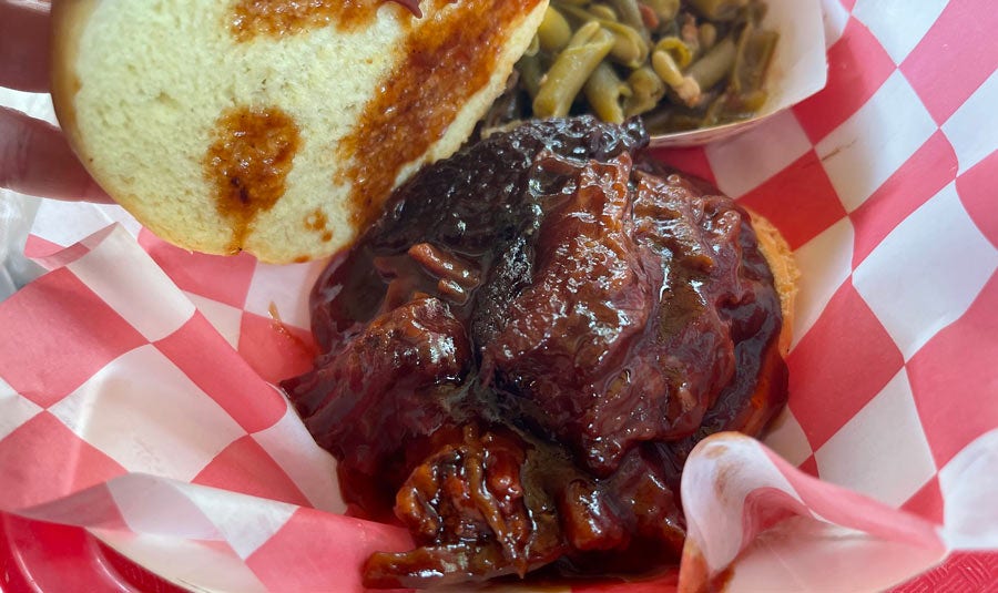 Burnt Ends beef brisket sandwich