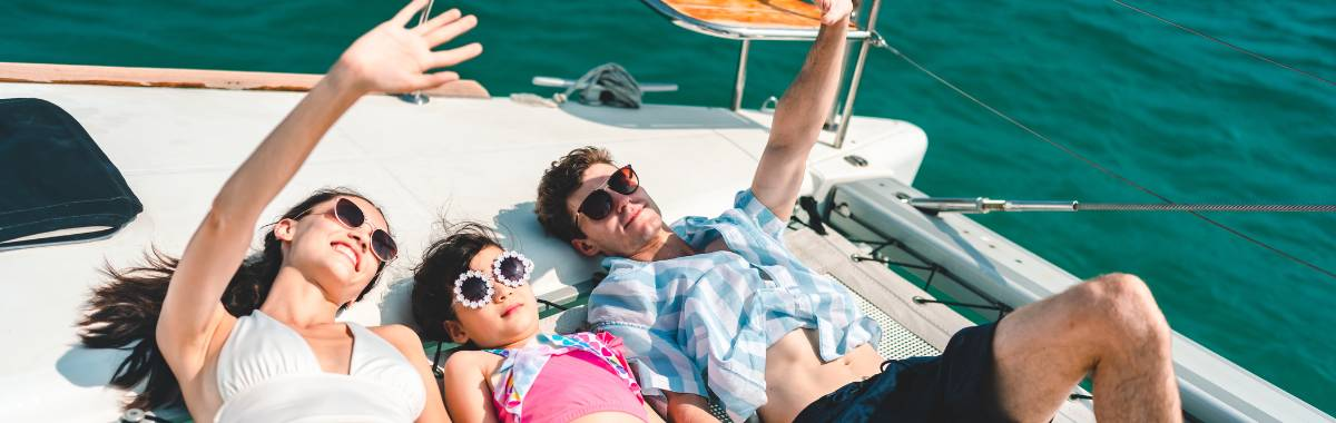 family on a private cruise ship  