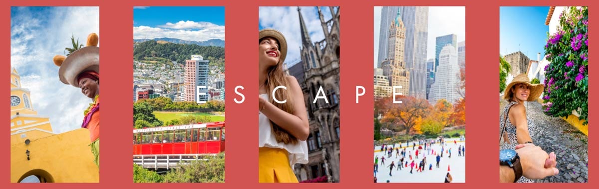 Photo collage of scenes from the best cities to visit: Cartagena, Christ Church, Munich, and New York