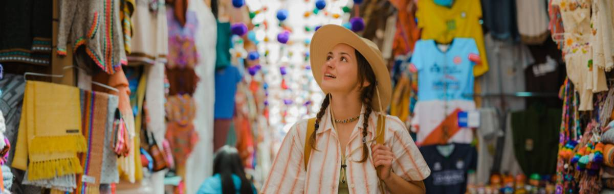 woman exploring open market
