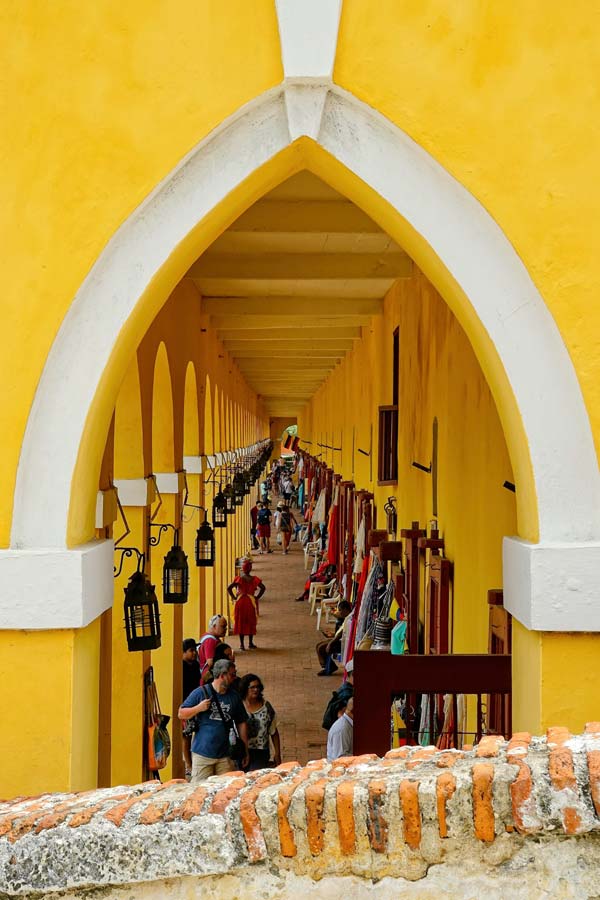people at a street market in Cartagena, Columbia