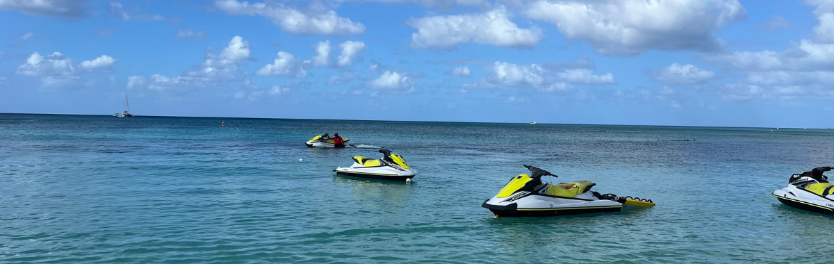 jetskis resting in the water 