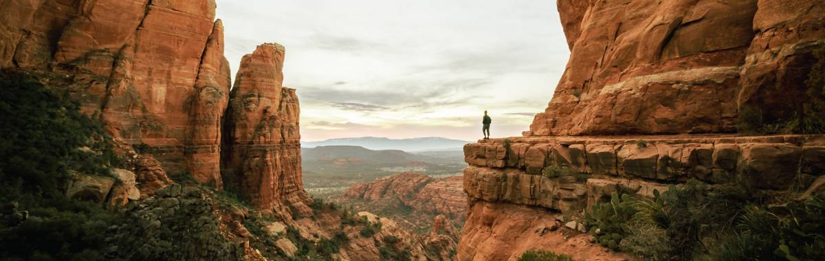 person alone hiking in Arizona