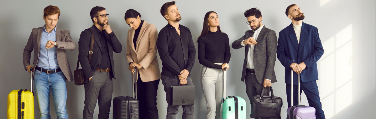 travelers waiting in line 