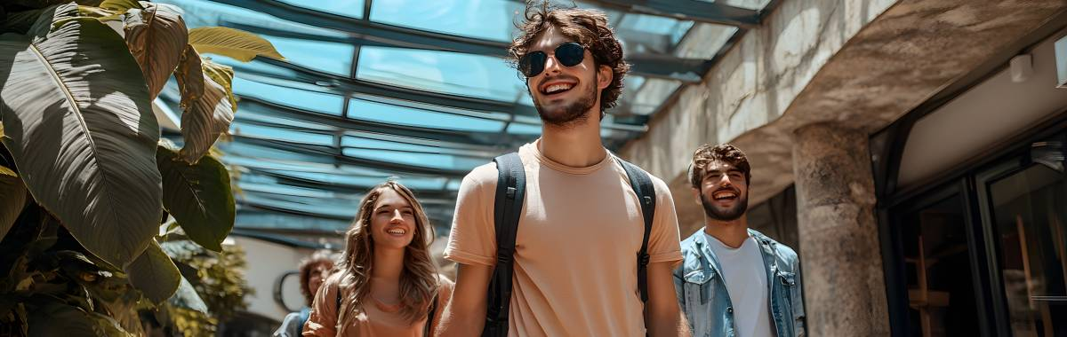 Millennials in a group walking together