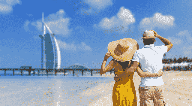 couple standing on a dubai beach