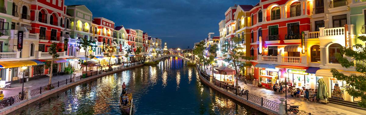 cruise down a canal in the city central