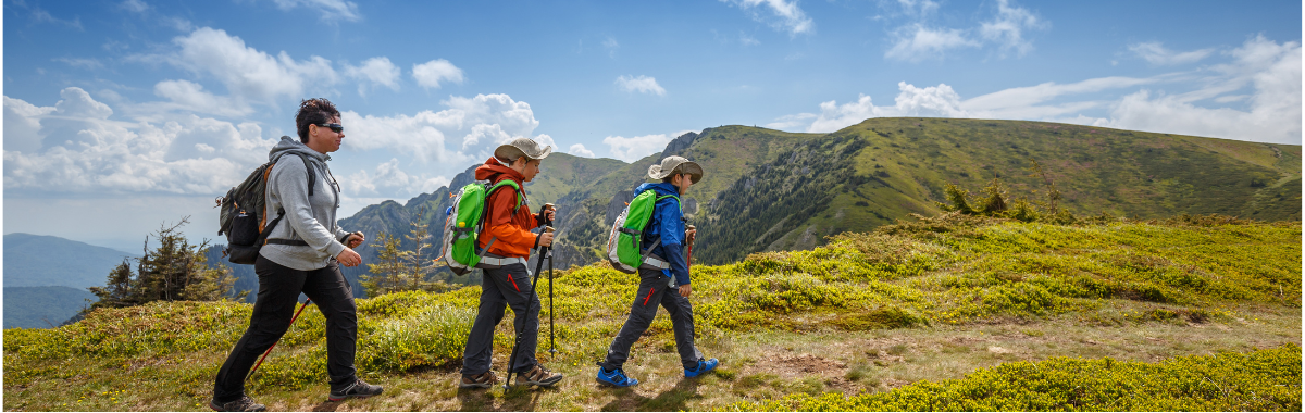 group of people hiking together