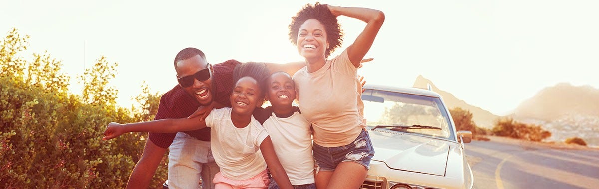 family on a ski lift