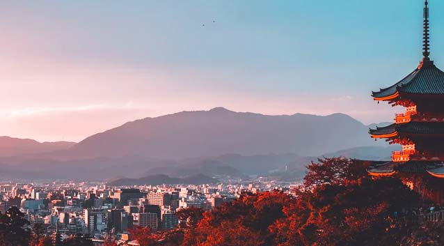 mount fuji and japanese shrine 