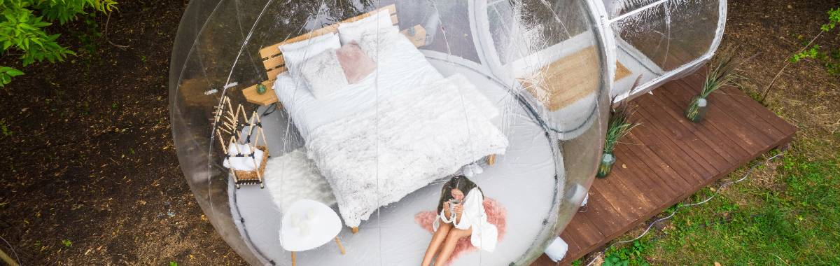 woman relaxing in a nature dome