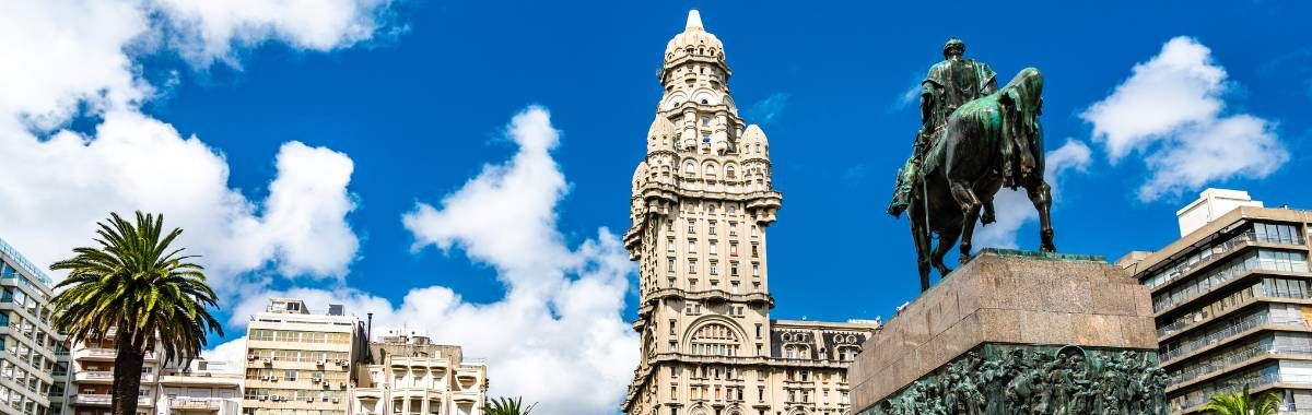 Uruguay city buildings and statues