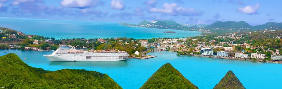 cruise ship in a Caribbean port