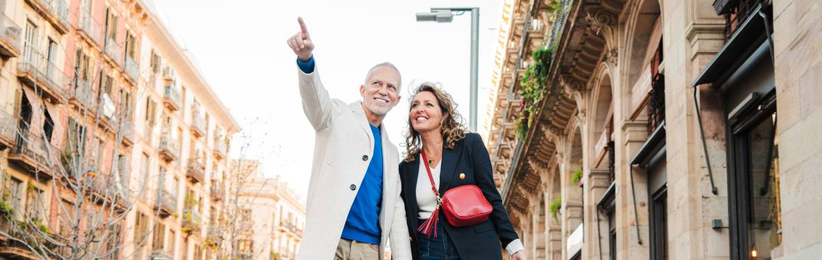 happy couple traveling