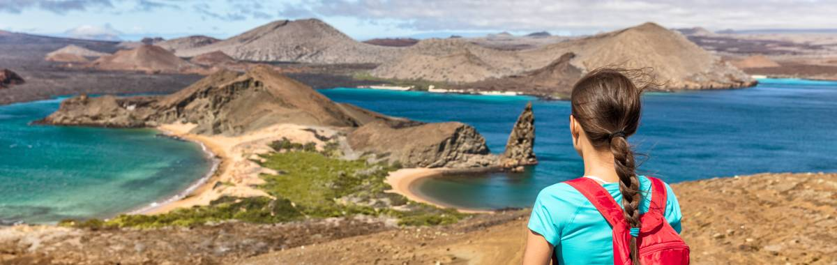 woman looking over an island