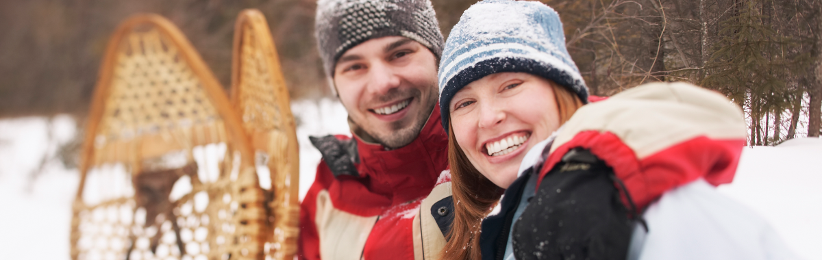 couple with snowshoes
