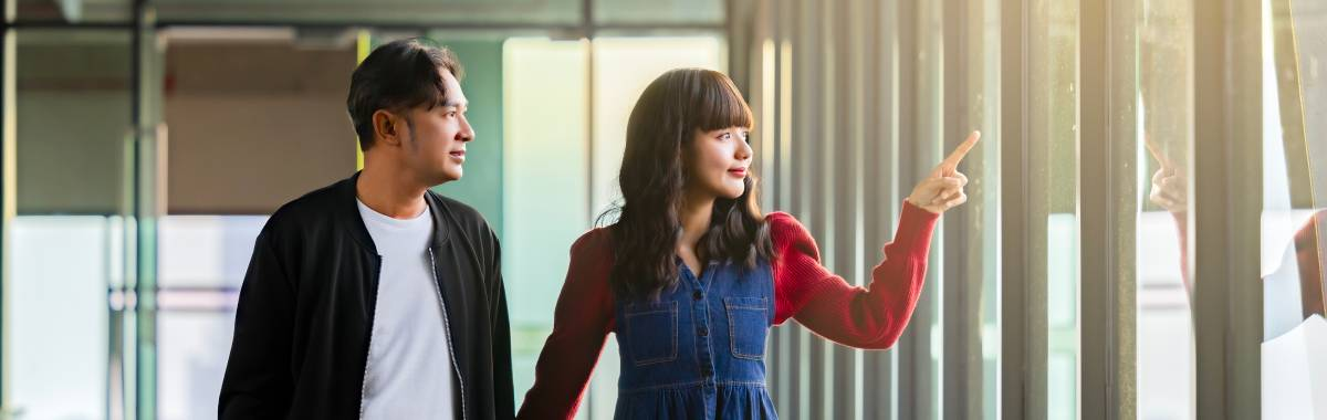 couple walking through airport together