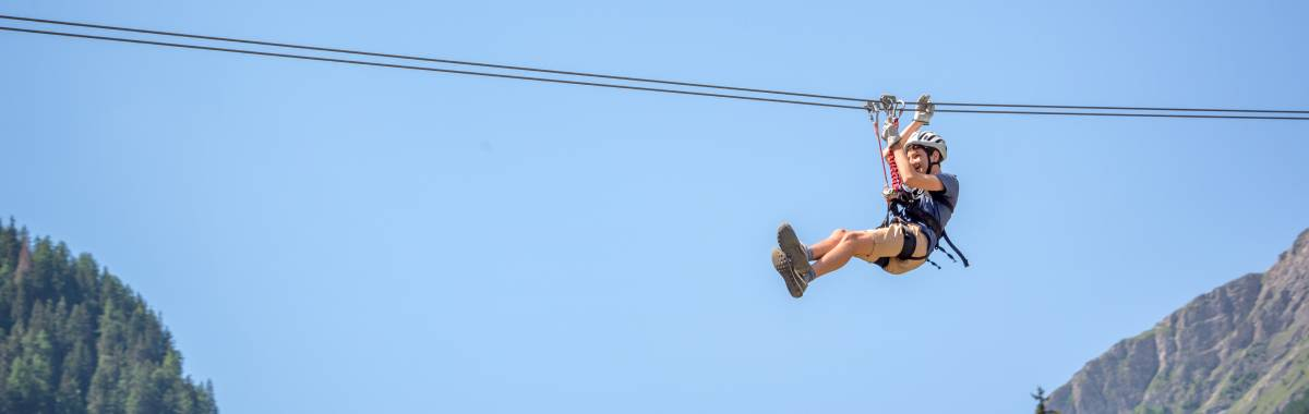 person Ziplining