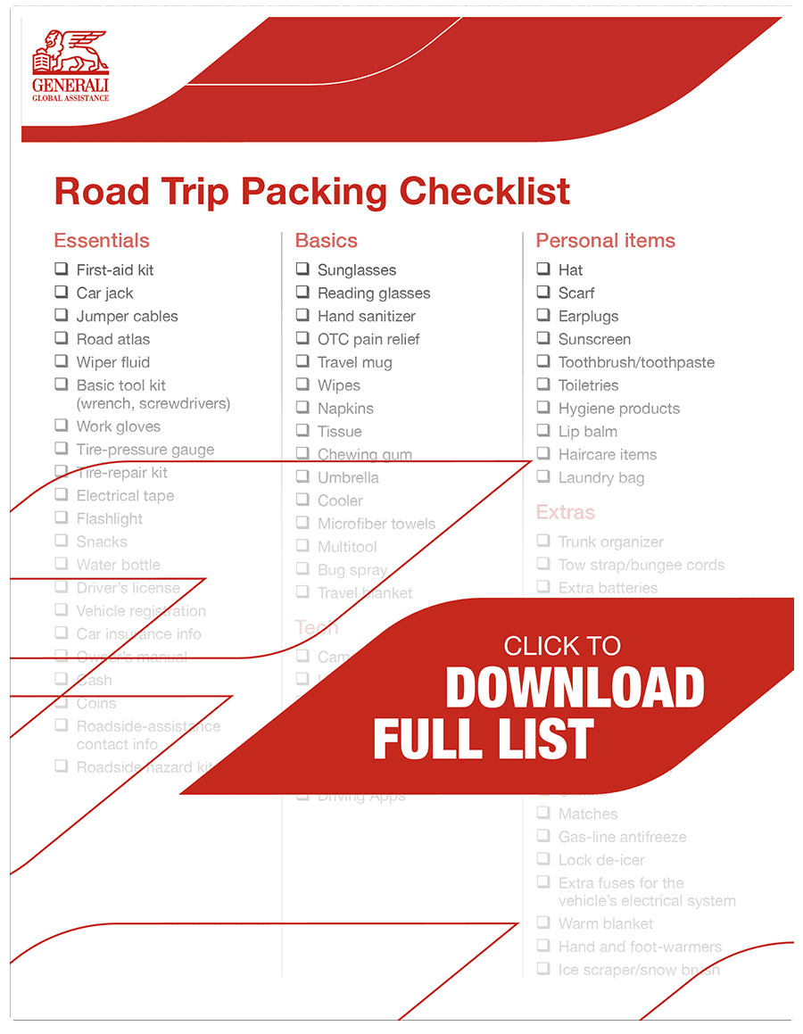 roadtrip packing checklist