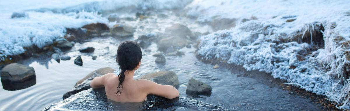 woman relaxing in a hot spring