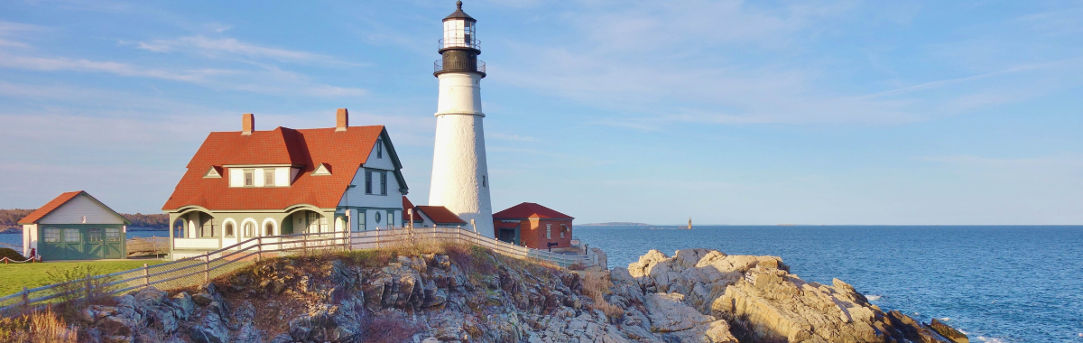 lighthouse and cabin in Maine 