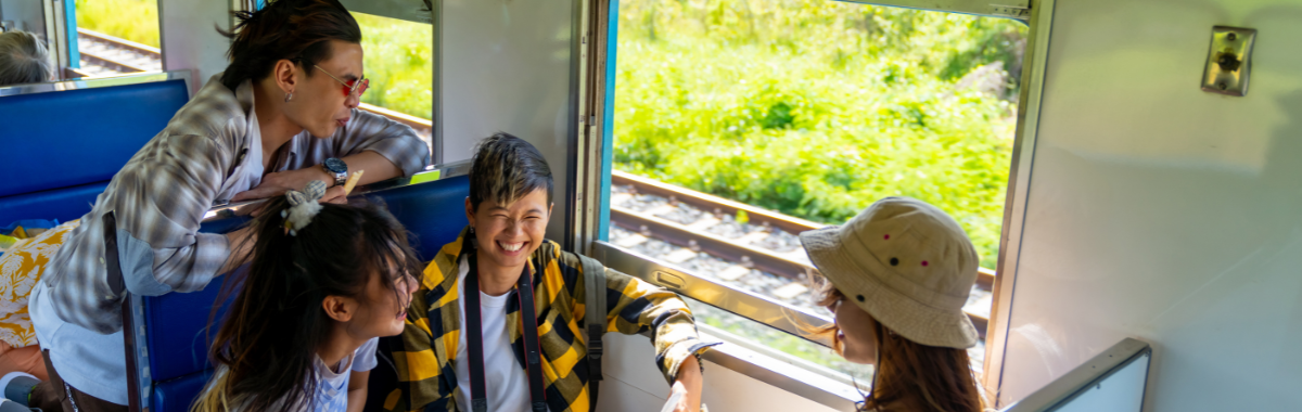 Gen Z hanging out on a train
