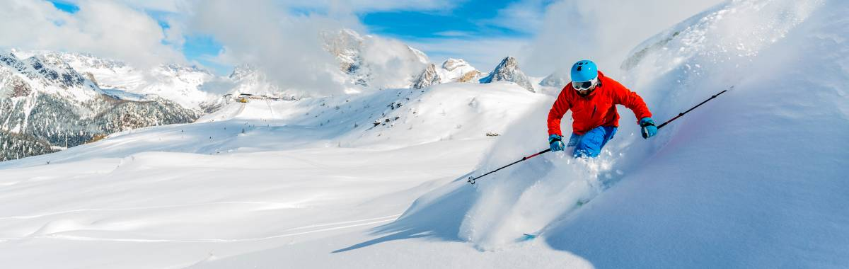 man skiing extremely
