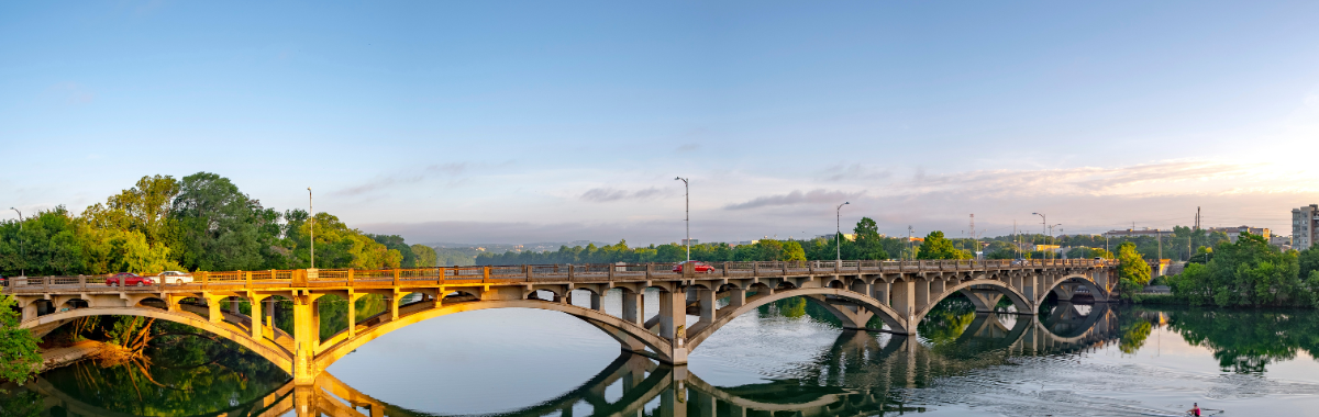 Austin, Texas Famous Bat bridge with cars going over it