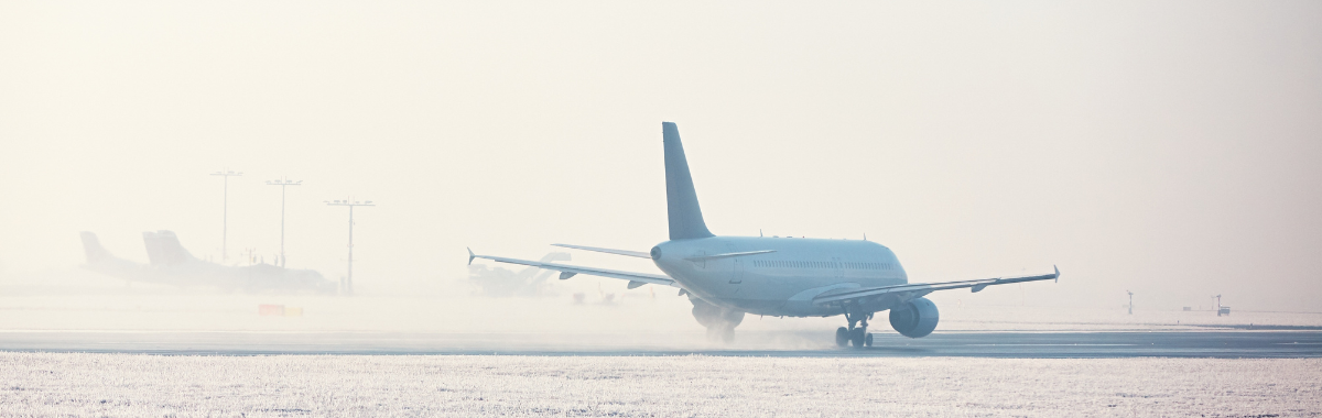 plane on a snowy tarmat