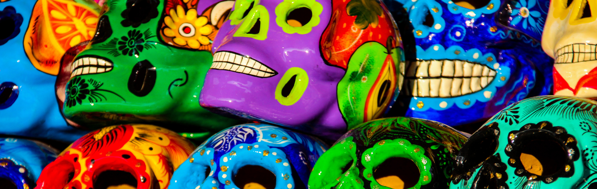 painted artistic skulls for the day of the dead festival