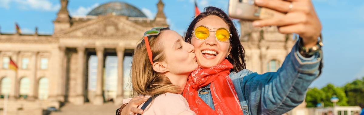 couple taking a selfie in europe
