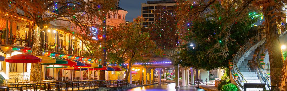 San Antonio River walk at night