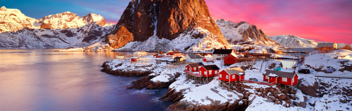 Snowy Norway village