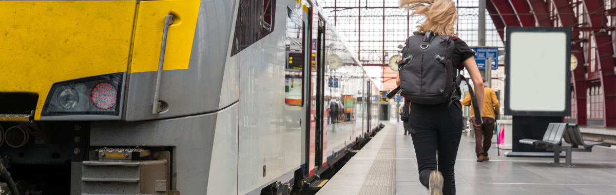 woman running for her train