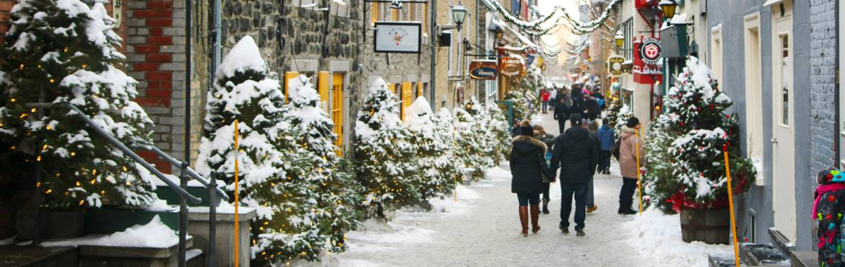 Snowy alley in Quebec