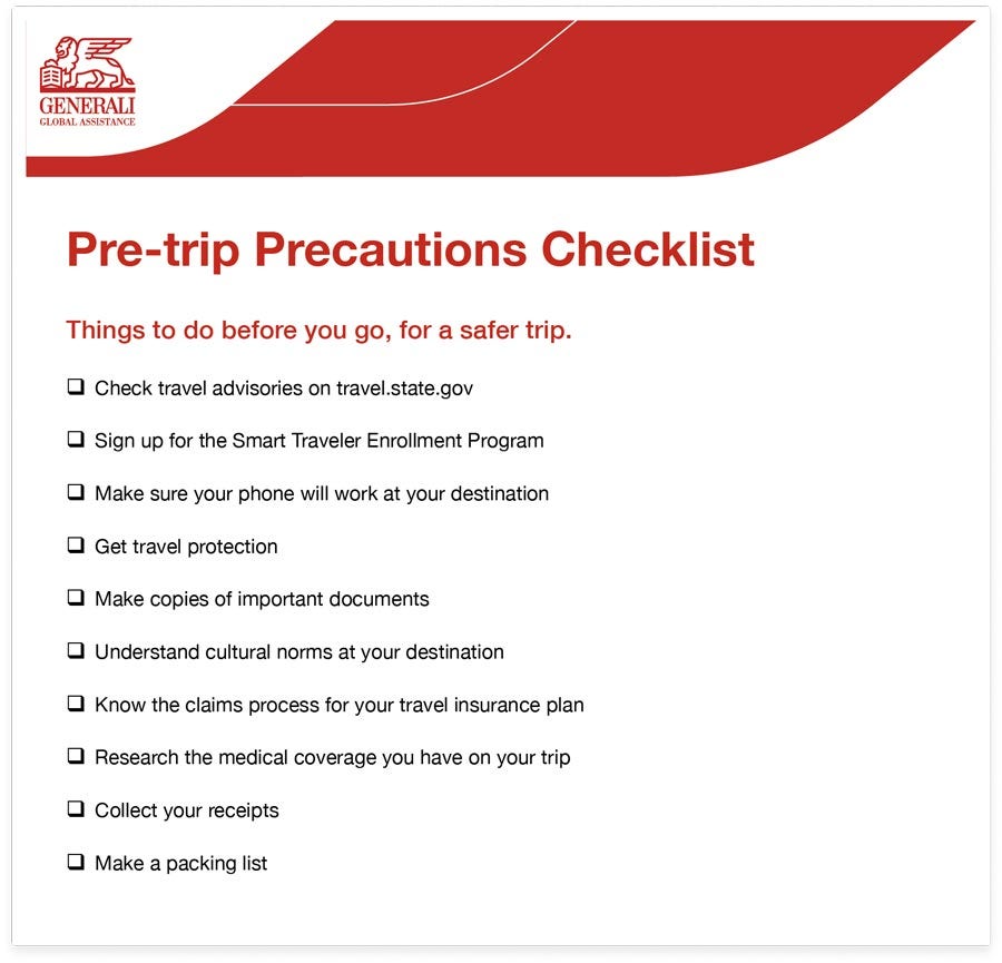 international travel checklist