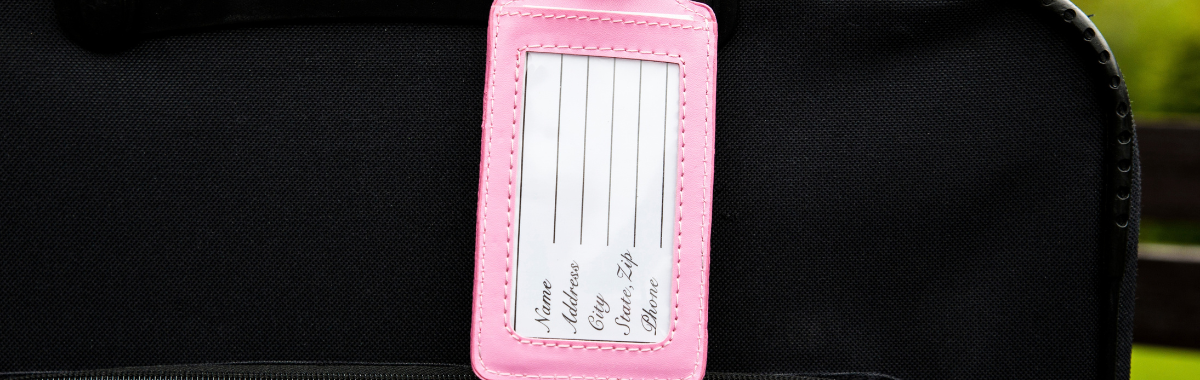 pink luggage tag