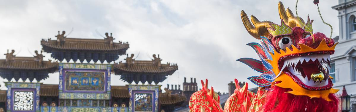 chinese dragon and shrine