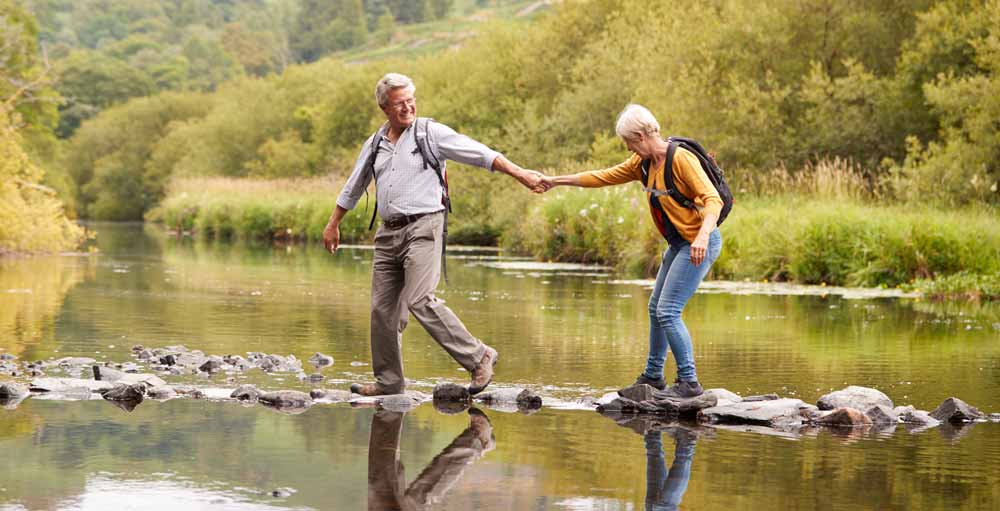 senior couple hiking