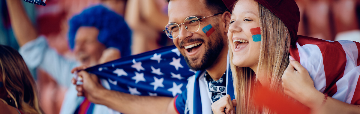 sports fans with a flag and facepaint
