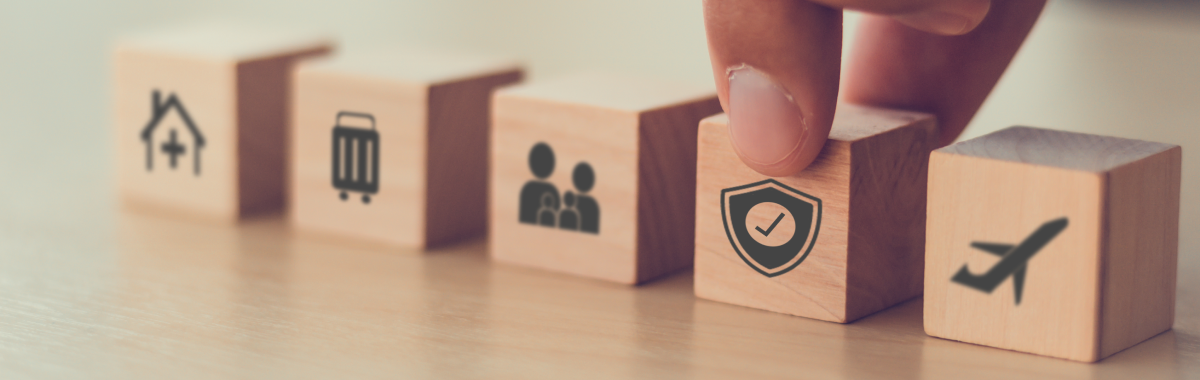 travel logos on wood blocks