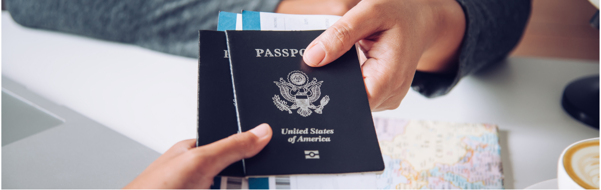 person handing off a passport