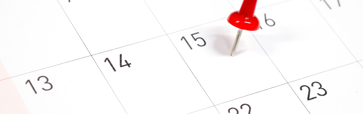 calendar with a pin on the 15th