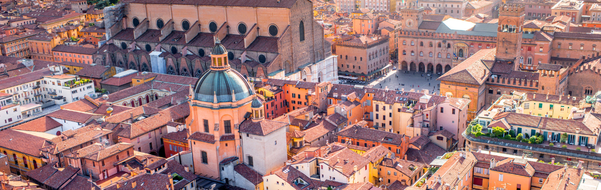 aerial shot of bologna Italy