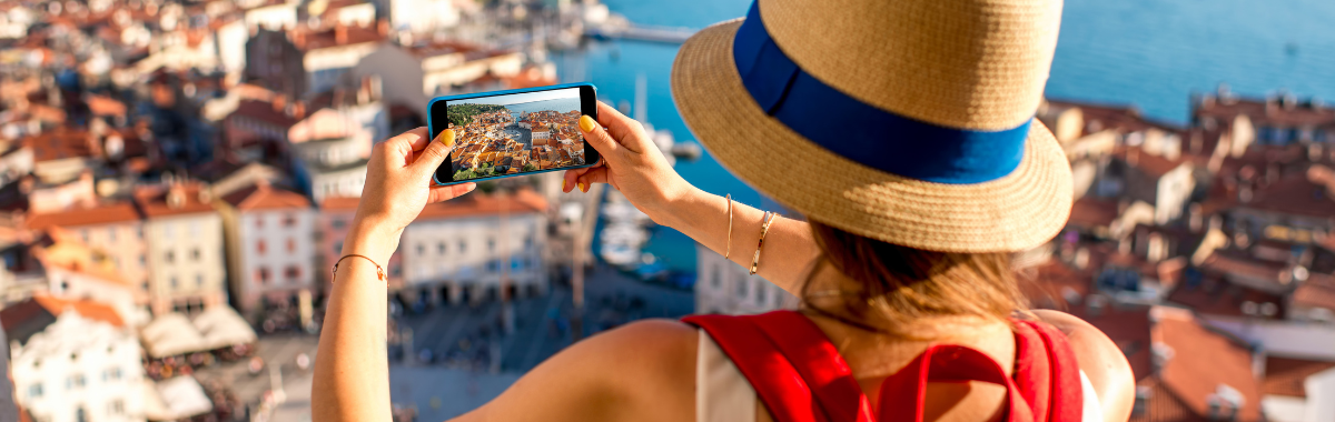 woman with beret looking at the Eiffel Tower in Paris, France