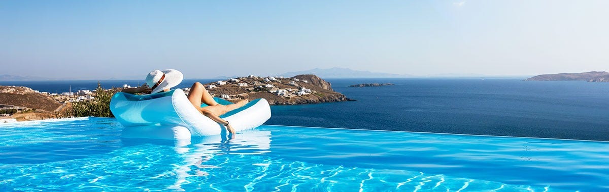 woman floating in a pool