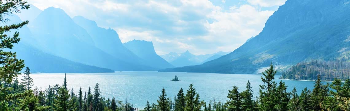 lake and mountains in Montana