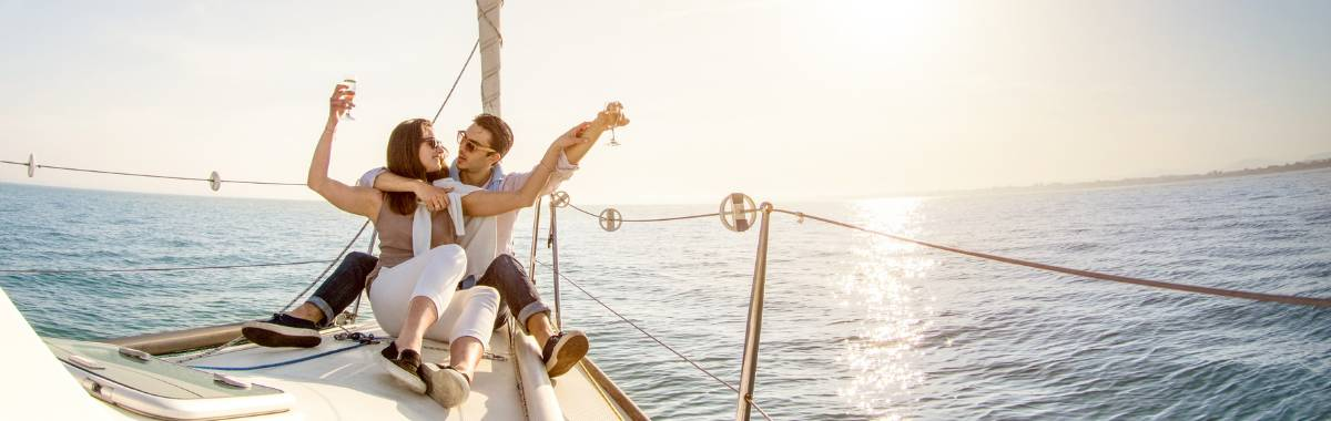 young couple on private boat